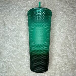 Starbucks holiday 2022 mint green emerald ombré waxberry studded 24oz straw cup